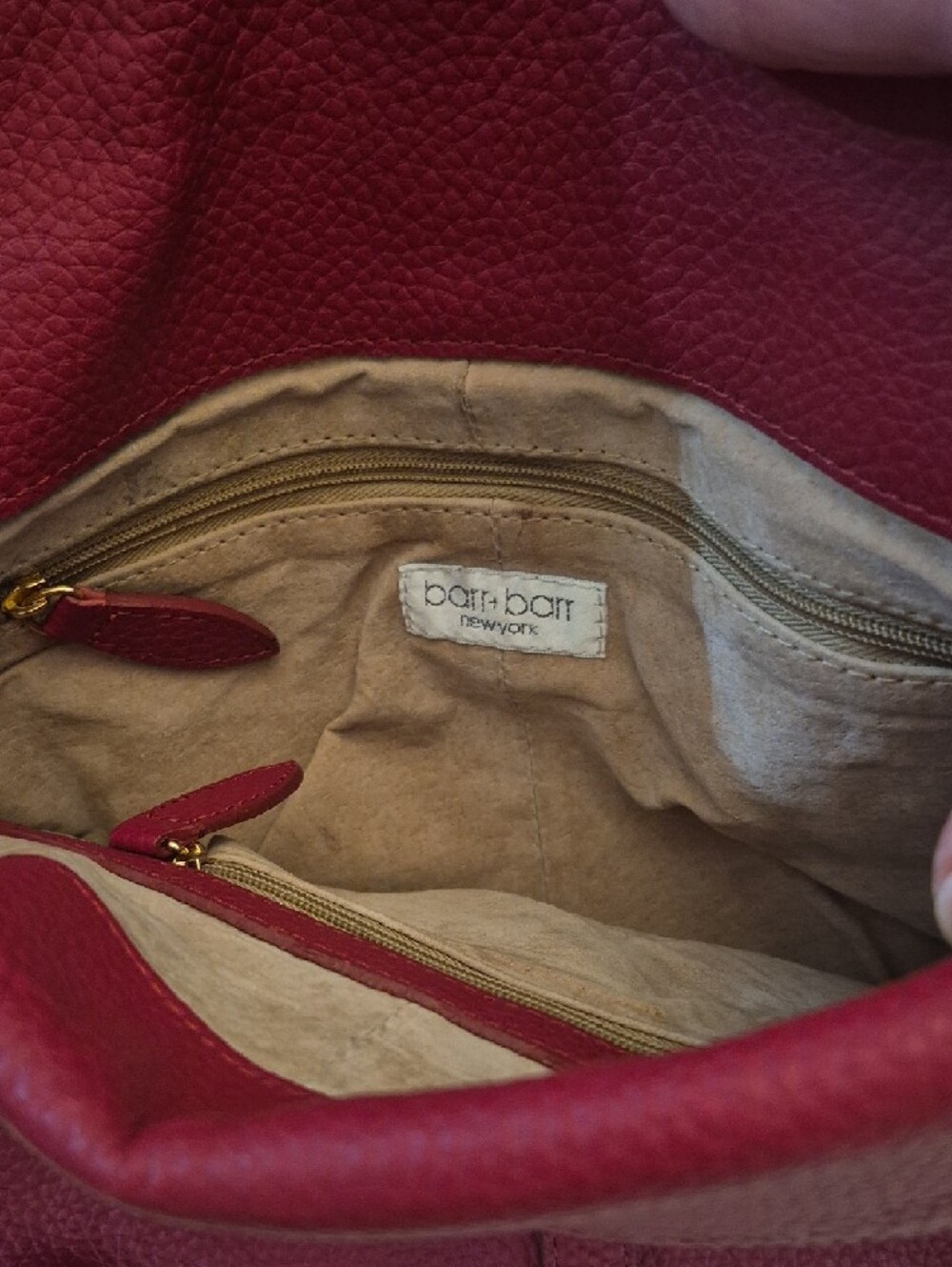Pebbled Raspberry Shoulder Bag with Gold-Tone Hardware - Picture 2 of 3